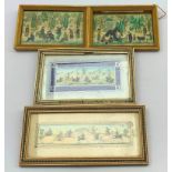 Middle Eastern (20th century) Hunting Scene and Figures on Horseback, two painted plaques unsigned a