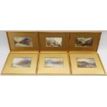 Circle of JMW Turner (British 1775-1851): Lakeside Landscapes, set six watercolours unsigned 11cm x