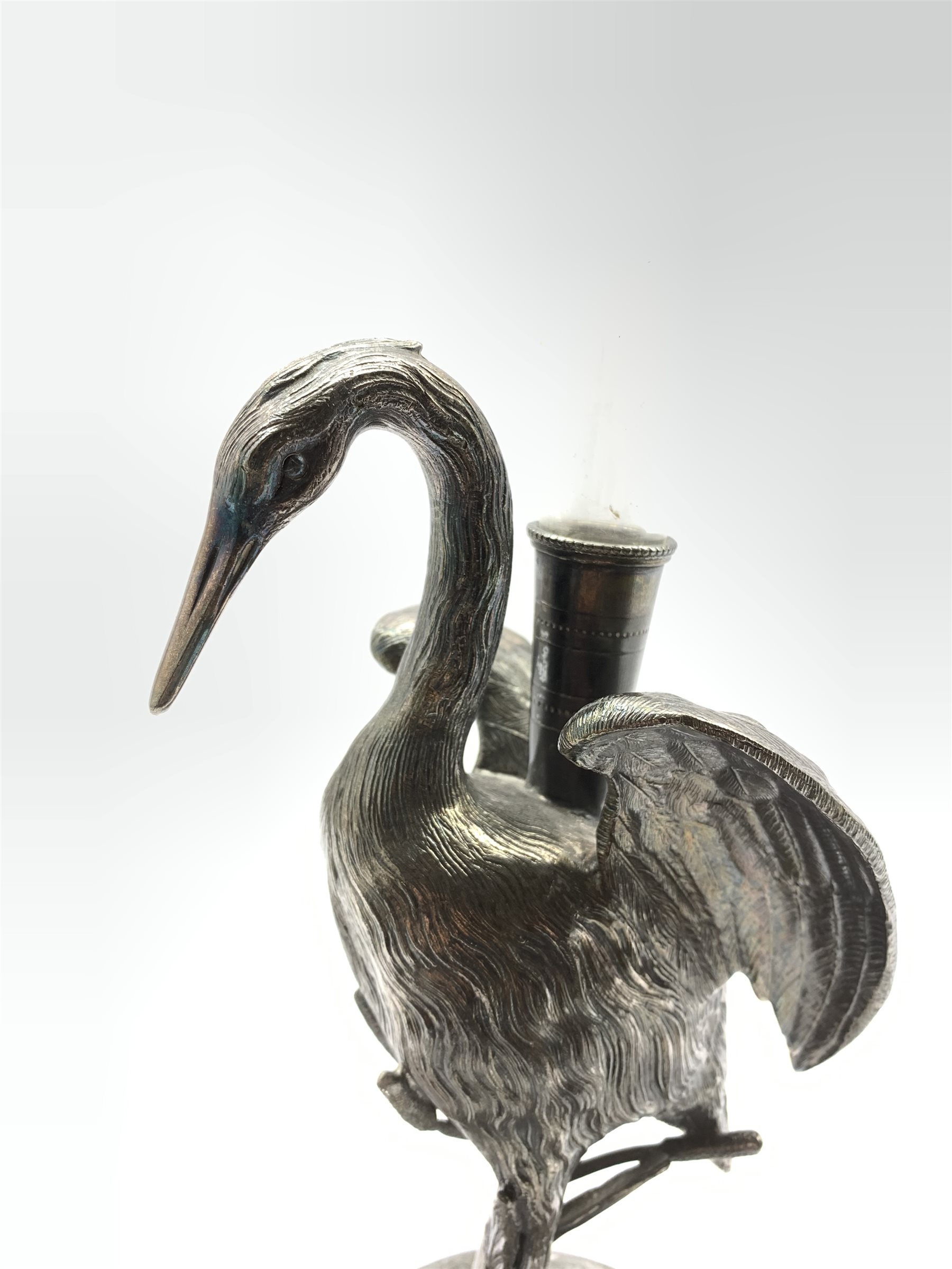 Silver plated epergne by Thomas Wilkinson in the form of a stork standing on a naturalistic base and - Image 4 of 9