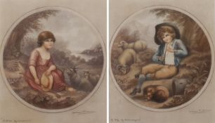 After Richard Westall RA (British 1765-1836): 'A Boy' and 'A Girl of Canarvon', pair mezzotints by G