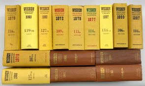 Wisden Cricketers Almanack fifteen volumes 1951 - 2002 in hard and soft covers