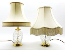 Waterford Kent Accent crystal table lamp with fringed shade H50cm overall and another glass lamp and