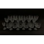 Suite of Tudor Holbein pattern table glass comprising six tumblers, six claret glasses, six smaller