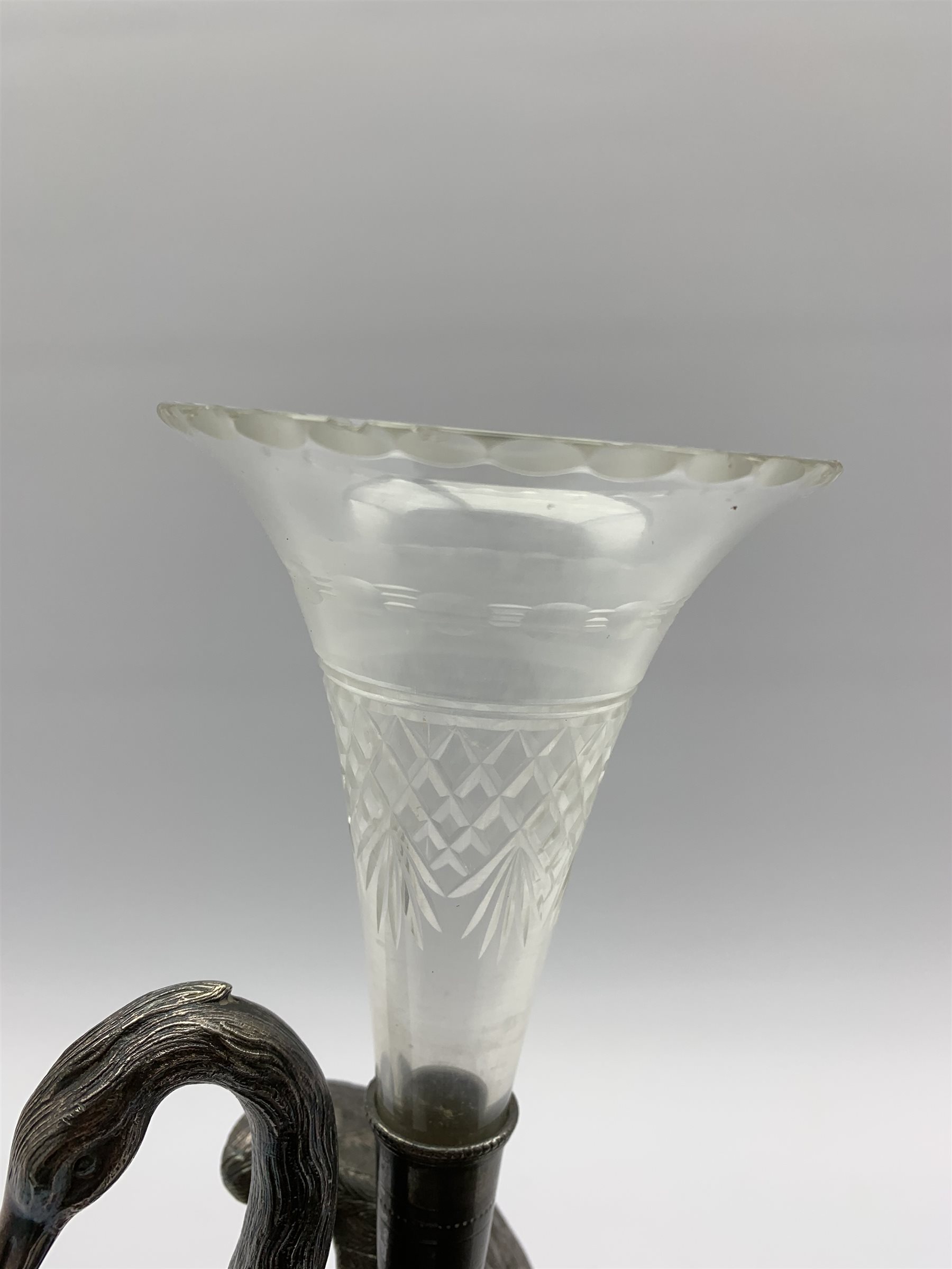 Silver plated epergne by Thomas Wilkinson in the form of a stork standing on a naturalistic base and - Image 5 of 9