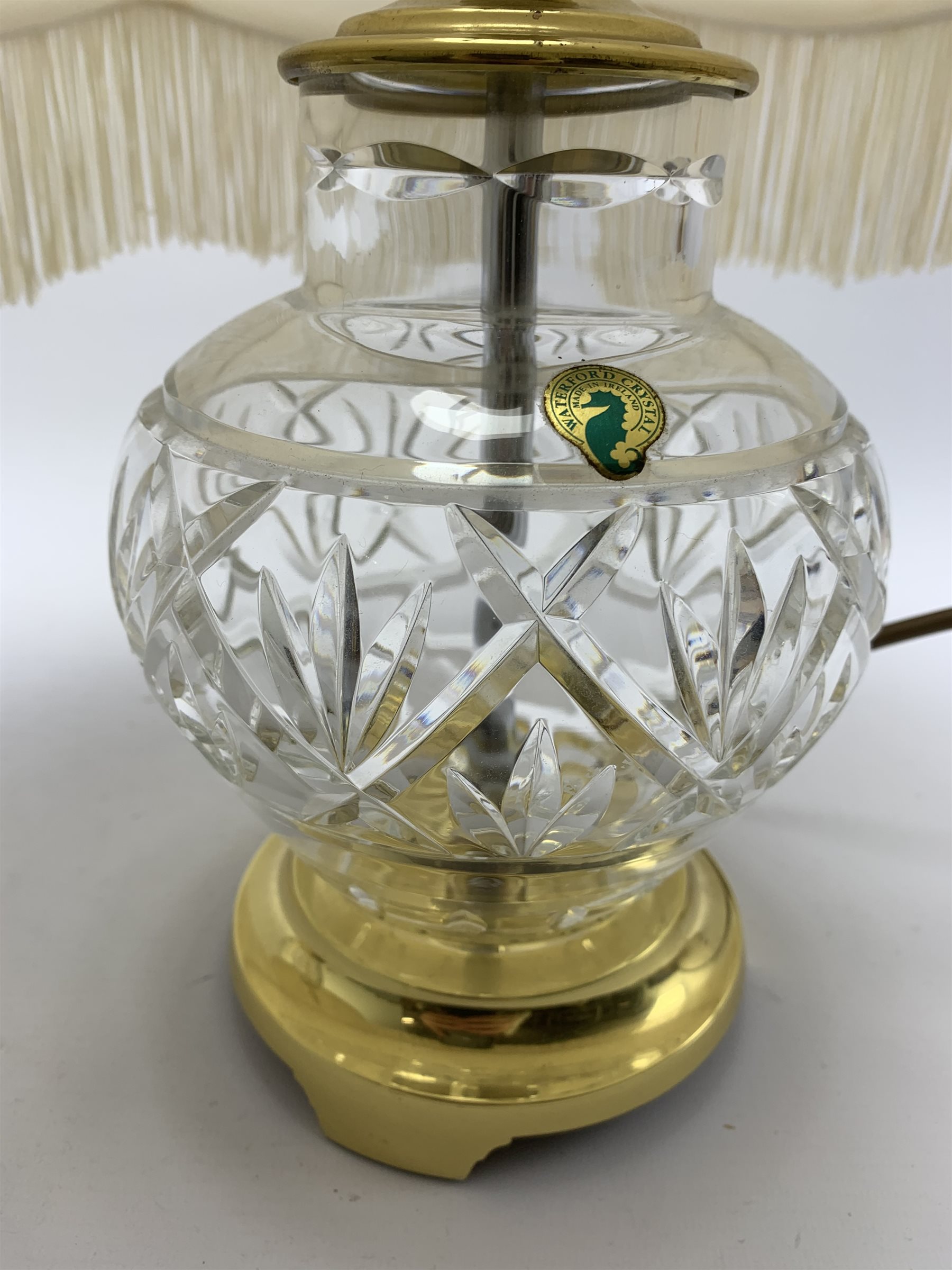 Waterford Kent Accent crystal table lamp with fringed shade H50cm overall and another glass lamp and - Image 2 of 5