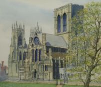 Leslie Arthur Albert Blomfield (British 1920-1998): 'York Minster South Transept circa 1865', waterc