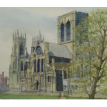 Leslie Arthur Albert Blomfield (British 1920-1998): 'York Minster South Transept circa 1865', waterc