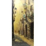 De Vila (20th century): Narrow Continental Street and Landscape, two oils on canvas one signed 95cm