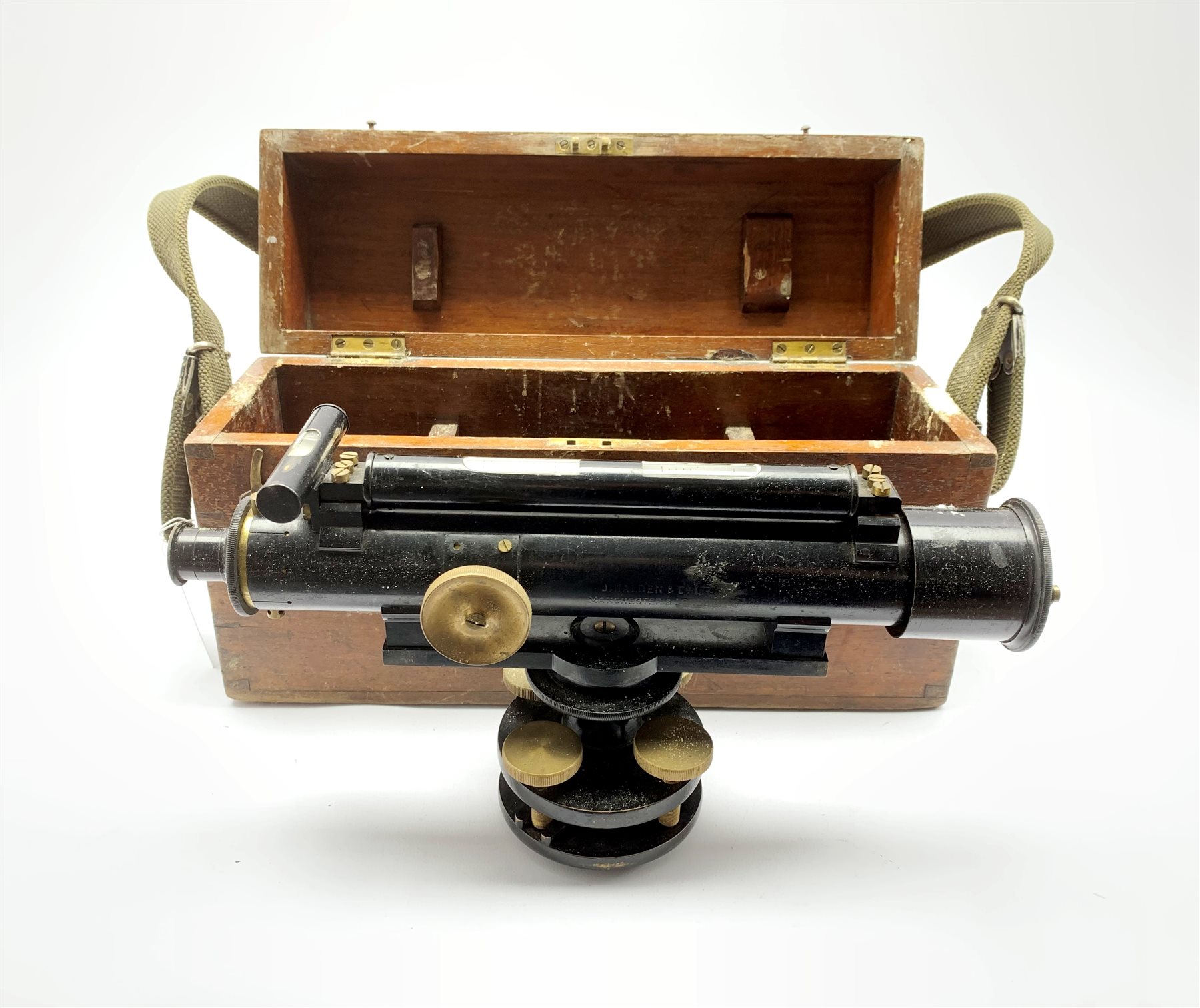 Theodolite by J Halden & Co Ltd Manchester & London theodolite, in wooden case