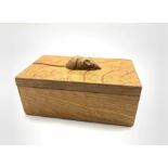 Thompson of Kilburn 'Mouseman' adzed oak rectangular trinket box and cover with carved mouse signatu