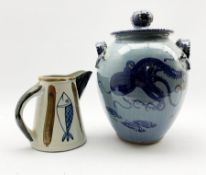 Studio pottery lidded vase in the style of Kevin Walker