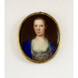Attrib. Christian Friedrich Zincke (German 1683/4-1767): Lady in a Blue Cloak, enamel portrait minia