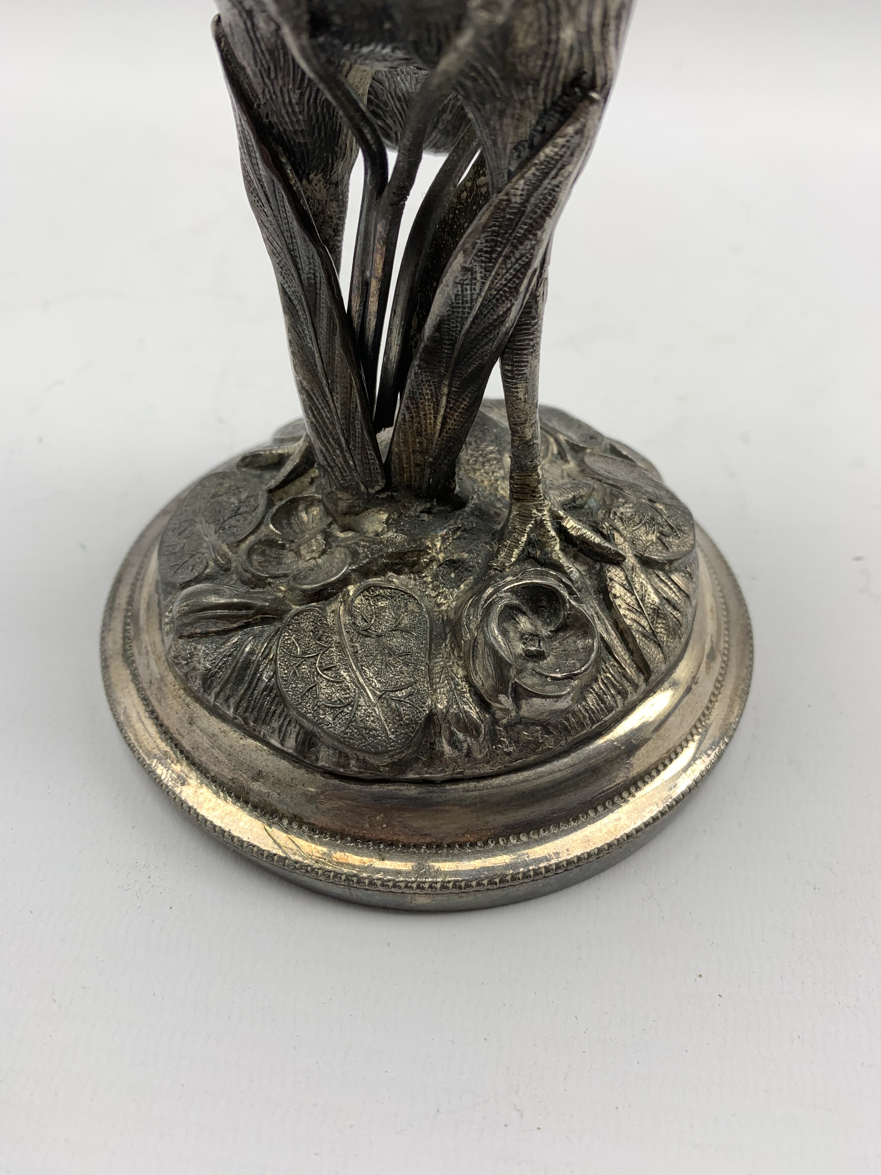 Silver plated epergne by Thomas Wilkinson in the form of a stork standing on a naturalistic base and - Image 7 of 9