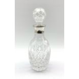 Glass decanter with silver collar and inscription Birmingham 2000