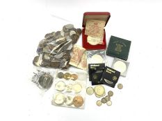 Collection of coins and related items including a sterling silver medallion commemorating 'The Marri