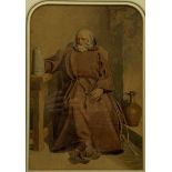 Attrib. William Henry Hunt (British 1790-1864): Monk with Tankard, watercolour unsigned, attributed
