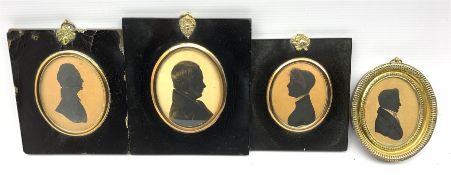 19th Century silhouette profile portrait of a gentleman with gilt highlights and inscribed to the re