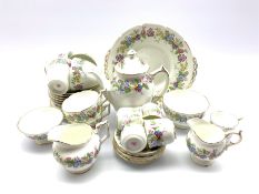 Coalport 'Maytime' pattern tea set comprising six cups and saucers, six plates, milk jug, sugar bowl