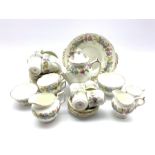 Coalport 'Maytime' pattern tea set comprising six cups and saucers, six plates, milk jug, sugar bowl