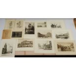 Collection of 19th/early 20th century etchings and engravings including 'Edinburgh Castlegate', 'St