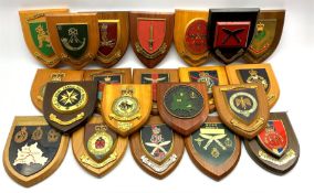 Twenty-one wall plaques, many relating to the Military including '3rd Bn. Light Infantry', 'Gurkha F