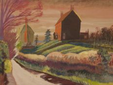 Mary Melville Foster (British 1890-1968): 'Evening Approaches', gouache signed and titled verso 36cm