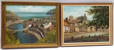 Glen Taye (British 20th century): Staithes and Village Landscape, two oils on canvas signed 40cm x 5