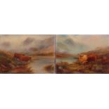 Harry Davis (British 1885-1970): Highland Cattle, pair oils on canvas signed 30cm x 40cm (2) Notes