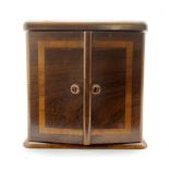 Late Victorian crossbanded rosewood table top cabinet fitted with three small drawers and enclosed