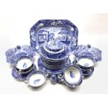 Copeland Spode's Italian pattern blue and white dinner service comprising six dinner plates, six des