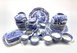 Quantity of Spode's Italian pattern blue and white tea and coffee ware including seven coffee cups,