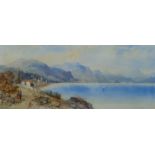 Aaron Edwin Penley (British 1807-1870): Figures on an Italian Lakeside, watercolour signed with mono