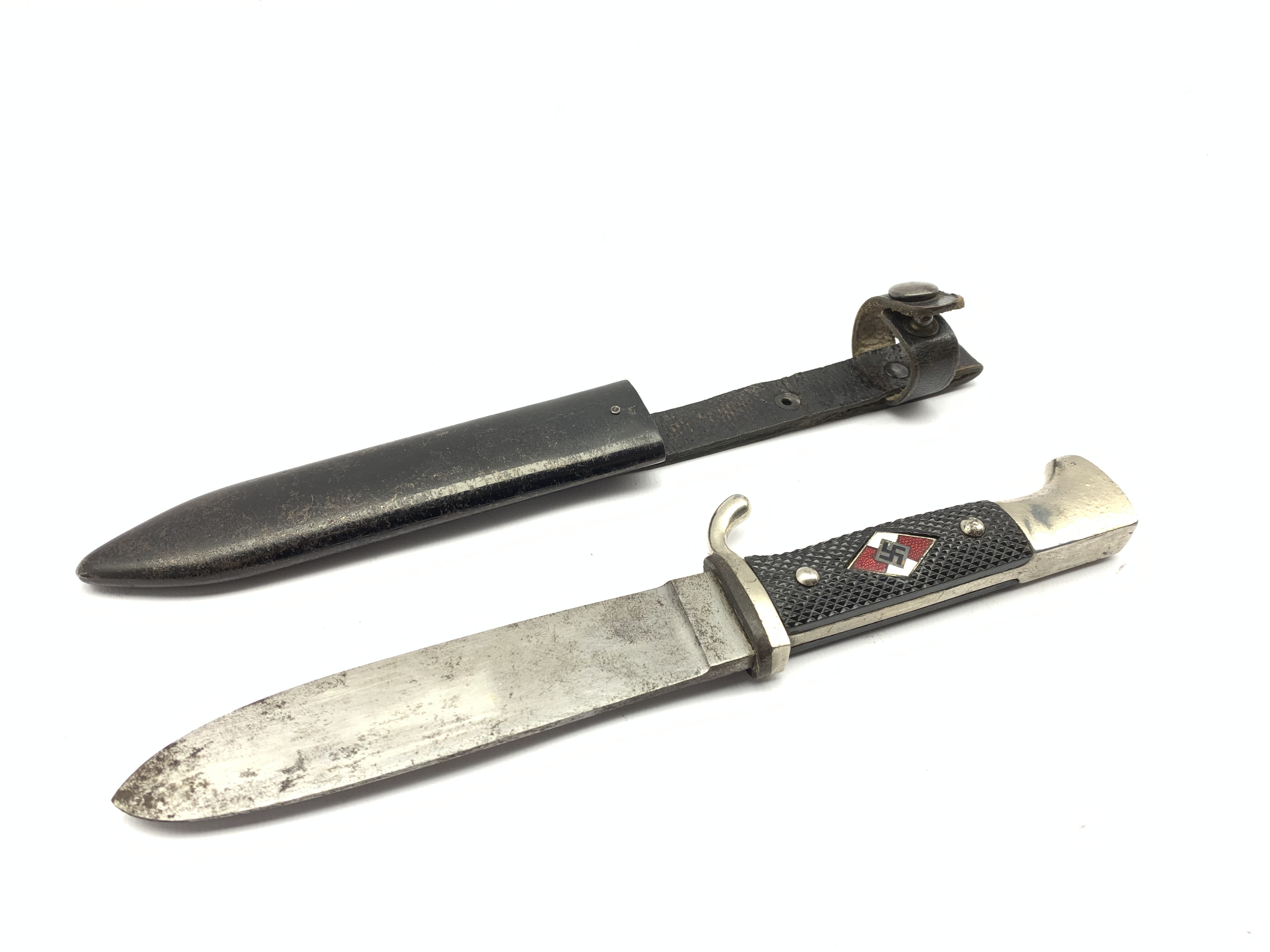 German Third Reich Hitler Youth knife, the 13.5cm blade stamped 'RZM M7/11 1941', nickel plated hilt - Image 7 of 7