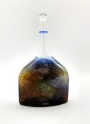 Bertil Vallien - Kosta Boda, satellite glass vase of compressed square form with bottle neck, with