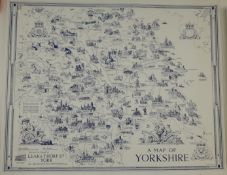 Estra Clark (British 1904-1993): 'A Map of Yorkshire', map pub. Leak & Thorp, York 1949, 46cm x 58cm