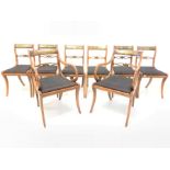 Set eight Regency beech dining chairs