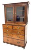 Early to mid 19th century walnut bookcase on chest