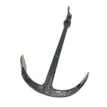 Large black painted cast iron Ships Admiralty pattern anchor,