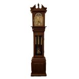 20th century handmade solid mahogany eight day longcase clock, chiming Westminster and Whittington,