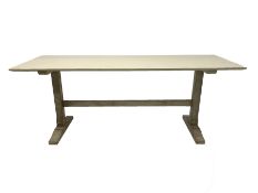 20th century Arts and Crafts white painted oak refectory style dining table