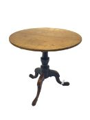 Early 19th century mahogany tripod table, circular tilt top on turned column, three out splayed supp