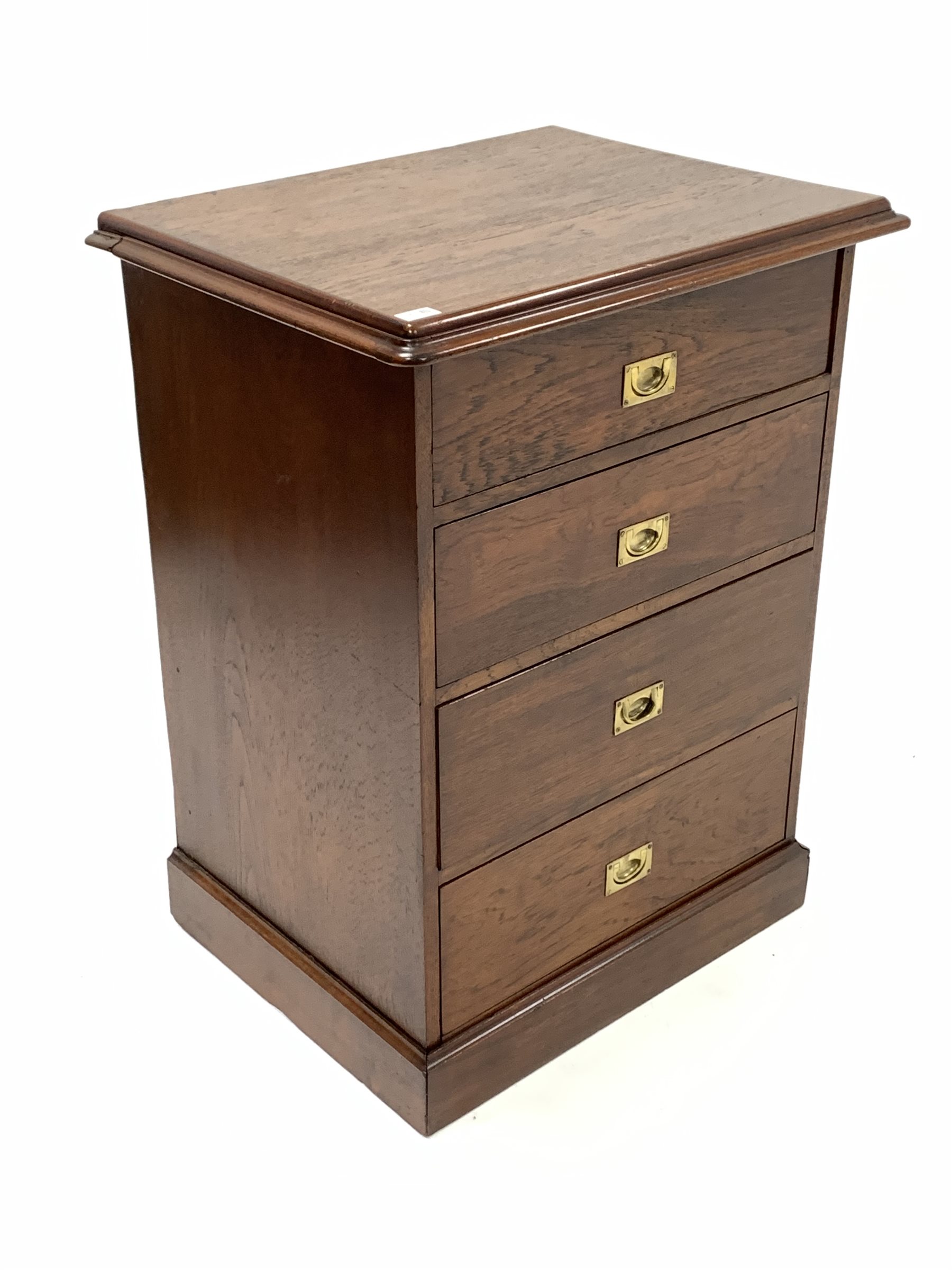 20th century stained oak pedestal chest, fitted with four graduated drawers with recessed brass pull - Image 2 of 5