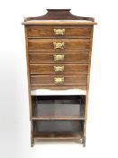 Edwardian mahogany sheet music cabinet, with five drawers and two open shelves