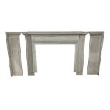 Early 20th century painted pine fire surround, with panelled returns (aperture 122cm x 110cm) (retur