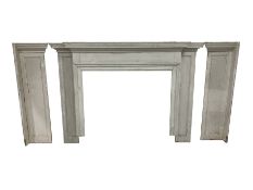 Early 20th century painted pine fire surround, with panelled returns (aperture 122cm x 110cm) (retur