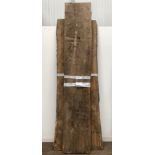 Large board of unworked oak, 255cm x 82cm x 5cm and another board of possible oak 283cm x 52cm x 8cm