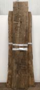 Large board of unworked oak, 255cm x 82cm x 5cm and another board of possible oak 283cm x 52cm x 8cm