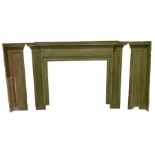 Early 20th century painted pine fire surround, with panelled chimney breast returns (aperture 122cm
