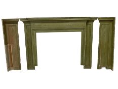 Early 20th century painted pine fire surround, with panelled chimney breast returns (aperture 122cm