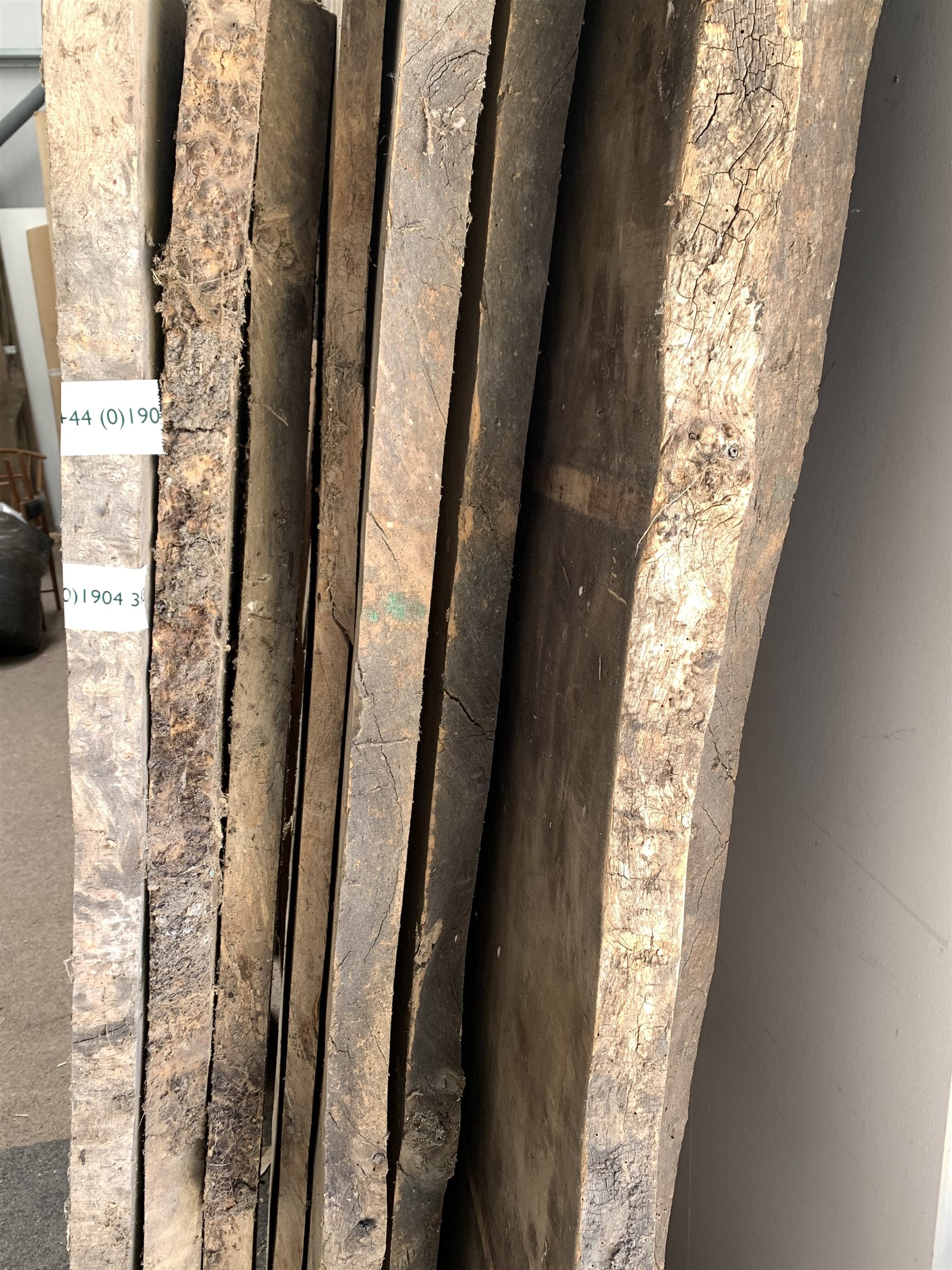 Eight boards of mainly unworked old English Elm, the smallest measuring 185cm x 45cm x 5cm - Image 2 of 2